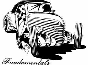 Fundamentals - Lady with V8 Shoes - Stylized Ford Convertible